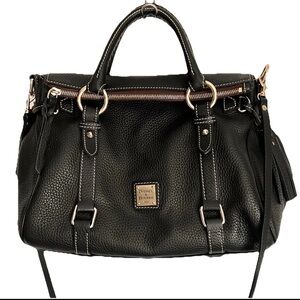 Dooney And Bourke Sorrento Black Pebble Grain Leather Zip Top Handle Satchel Bag